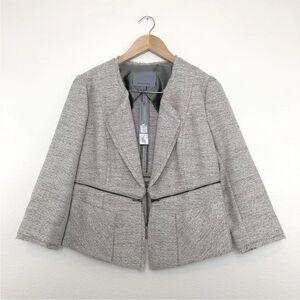 Classiques Entier Womens Size S Open Front Tweed Jacket Blazer Fray Hem NWT $268